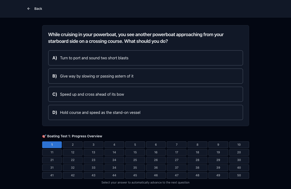 Tigertest Boating practice test on desktop