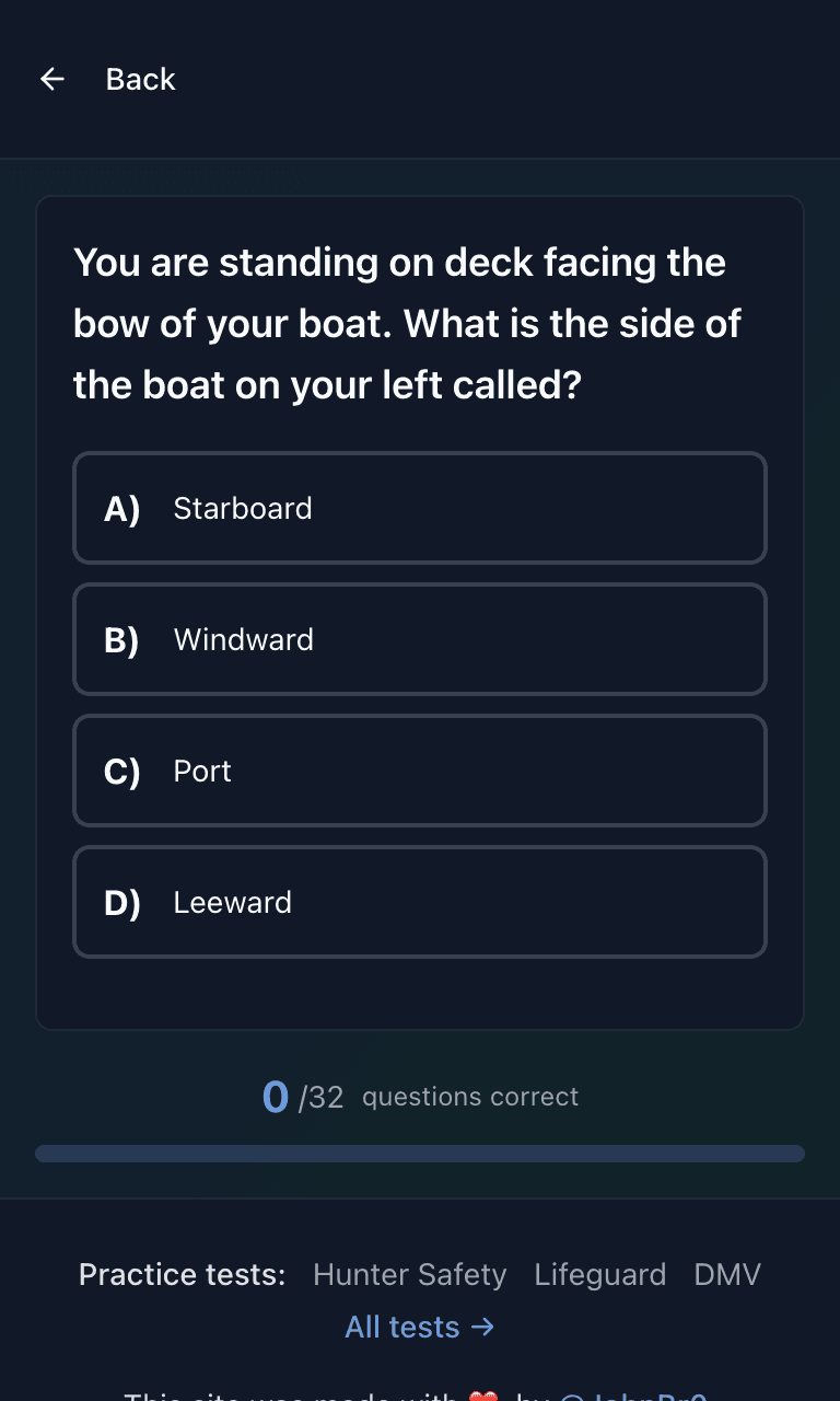 Tigertest Boating practice test training mode on mobile