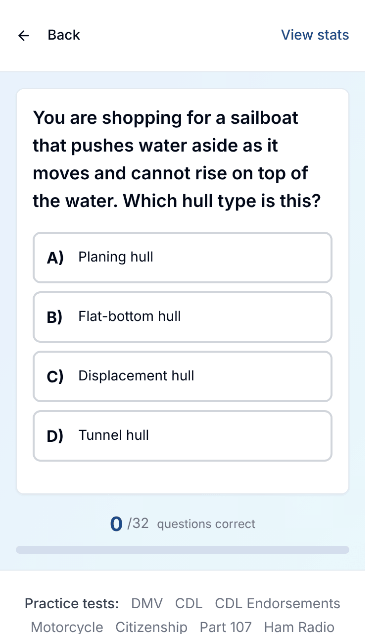 Tigertest Boating practice test training mode on mobile