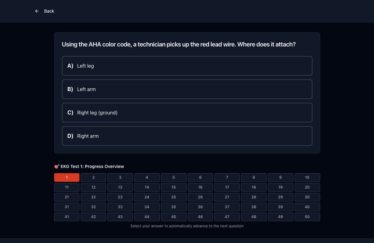 Tigertest EKG practice test on desktop