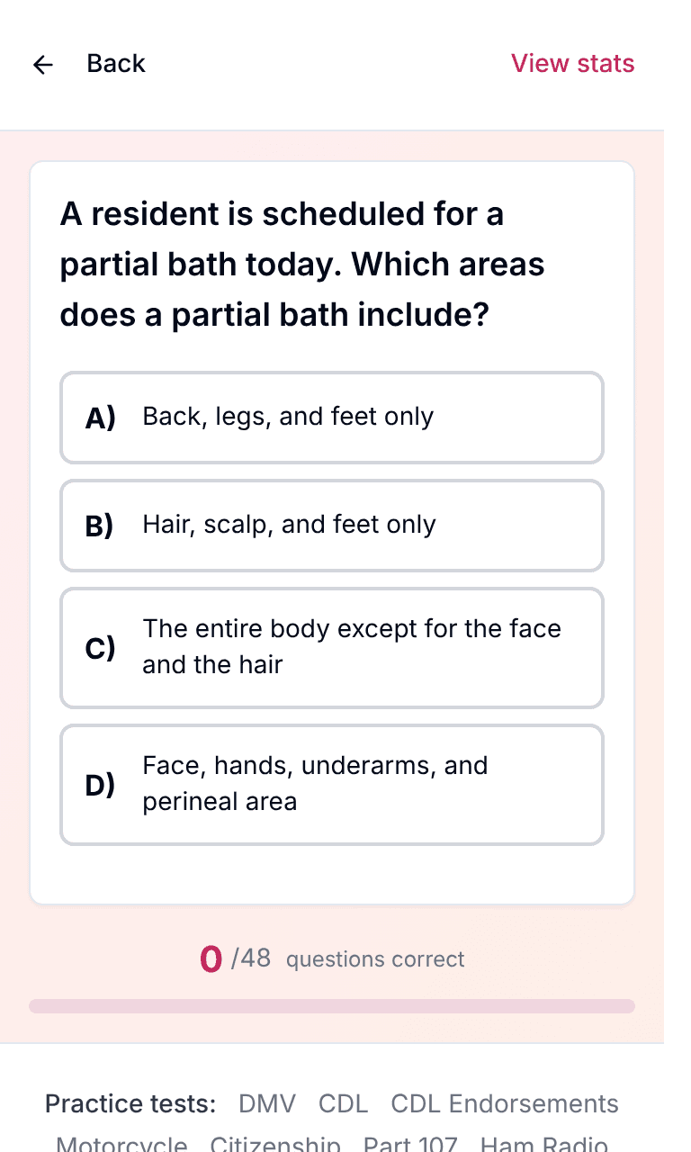 Tigertest CNA practice test training mode on mobile