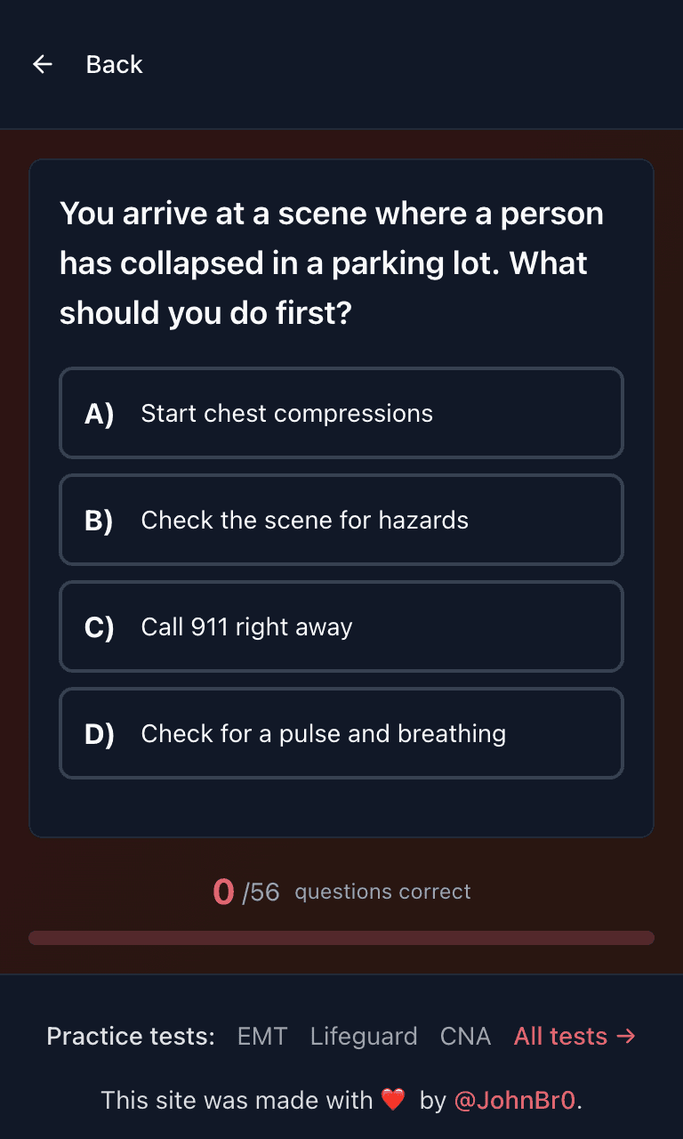 Tigertest CPR practice test training mode on mobile