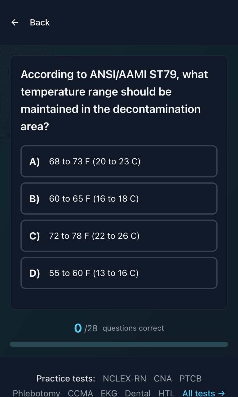 Tigertest CRCST practice test training mode on mobile