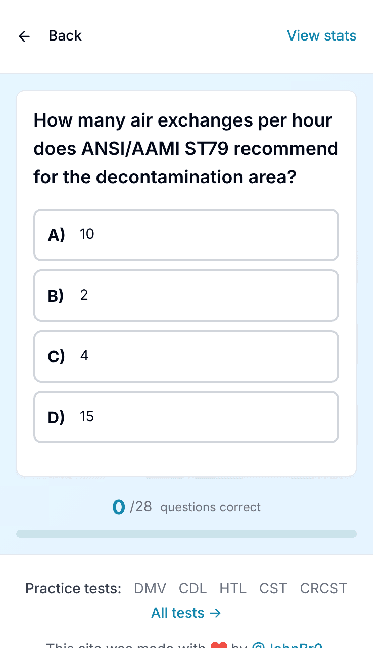 Tigertest CRCST practice test training mode on mobile