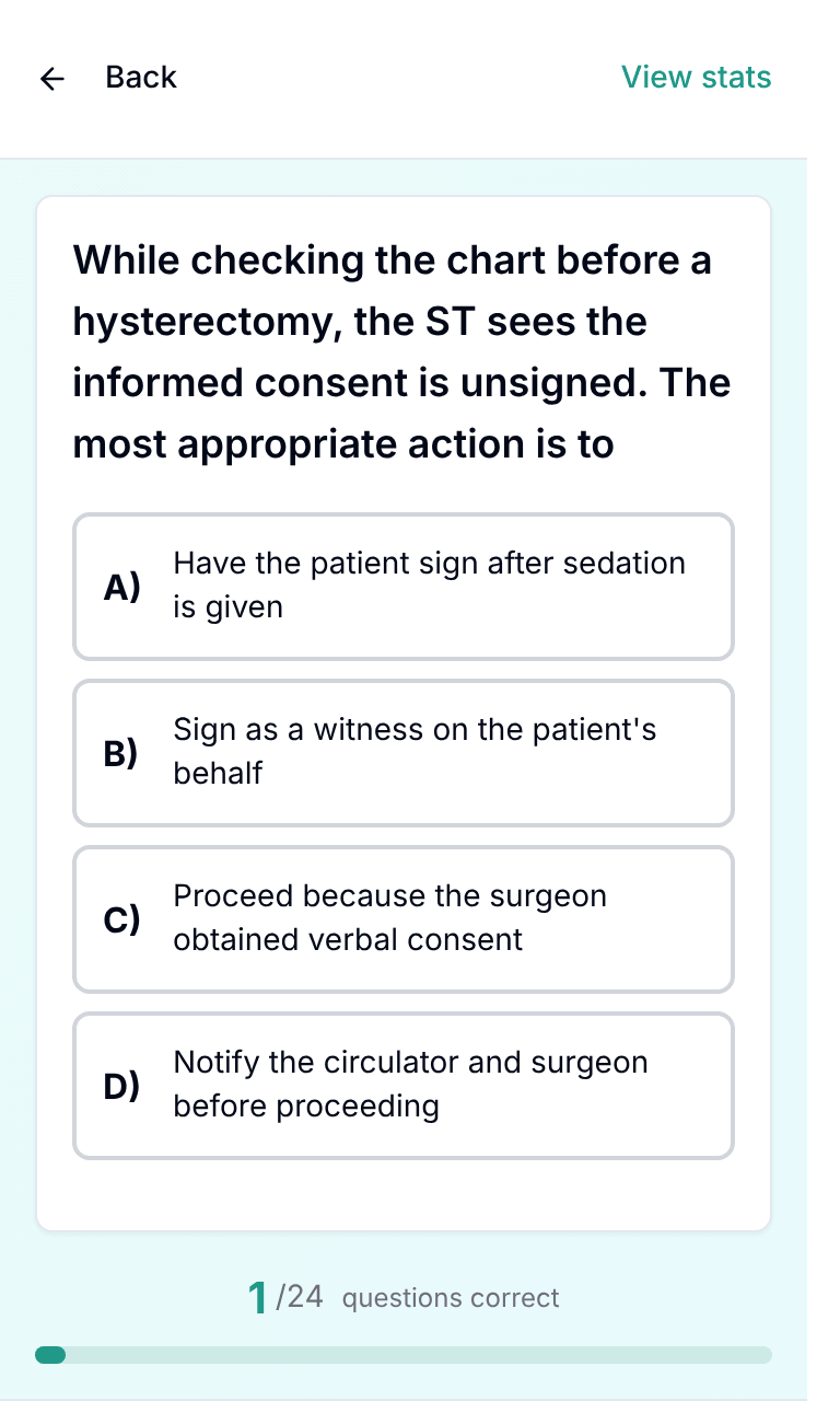 Tigertest CST practice test training mode on mobile