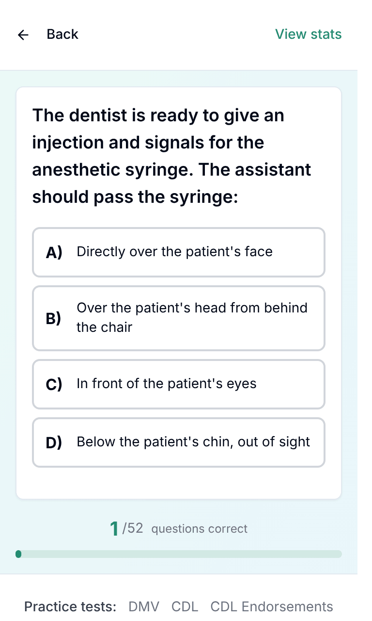 Tigertest DANB practice test training mode on mobile
