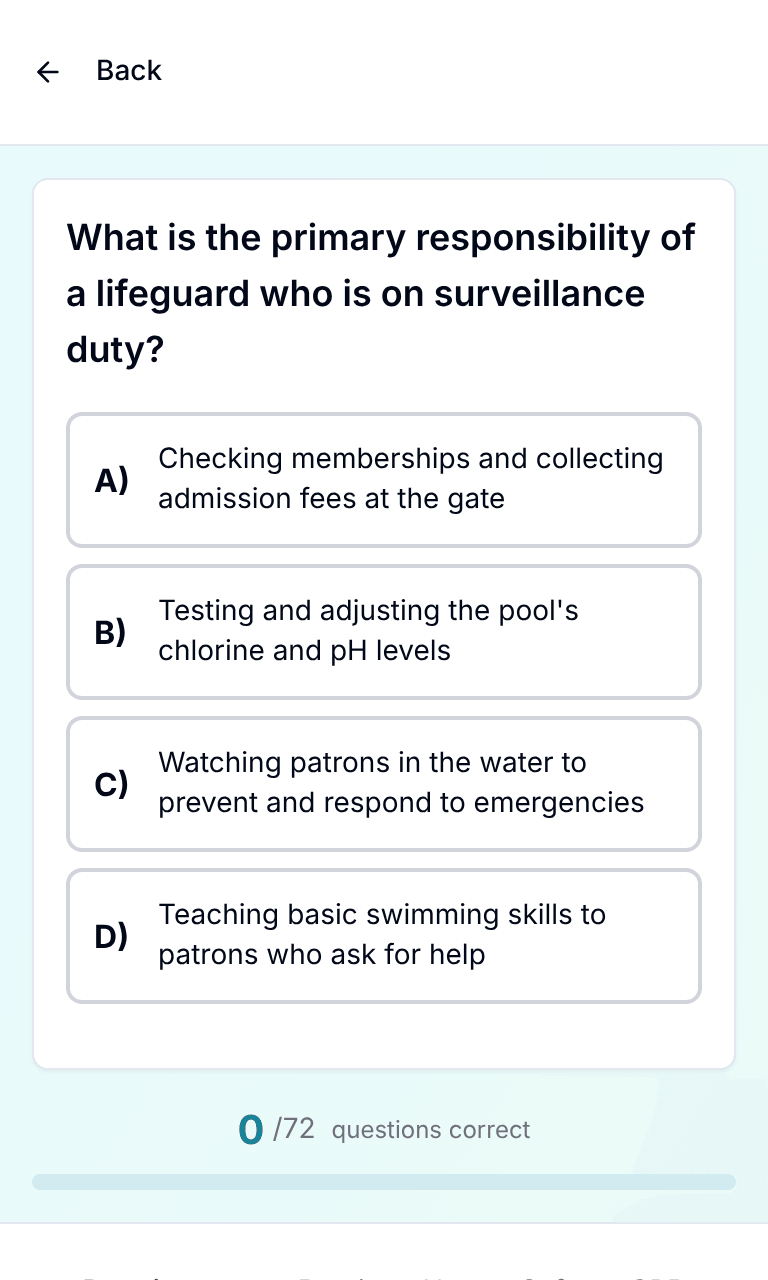 Tigertest Lifeguard practice test training mode on mobile