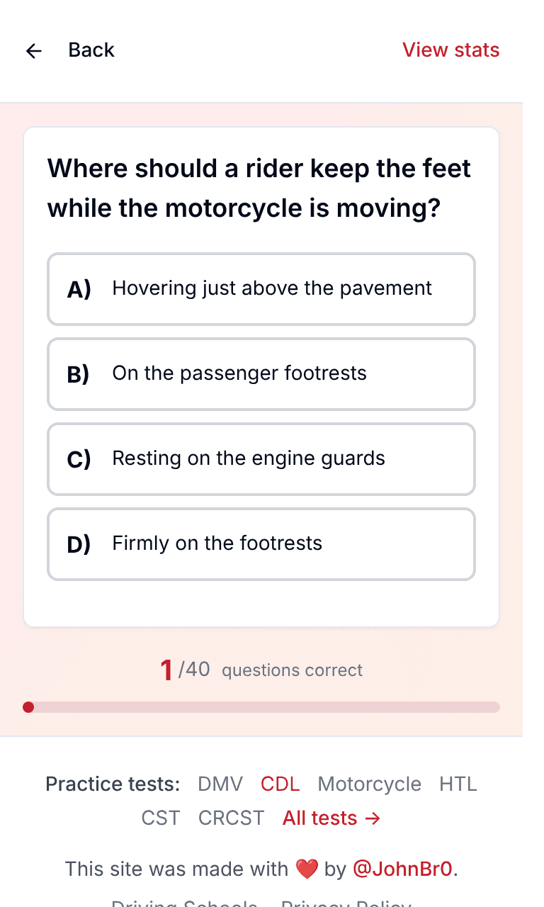 Tigertest motorcycle practice test training mode on mobile