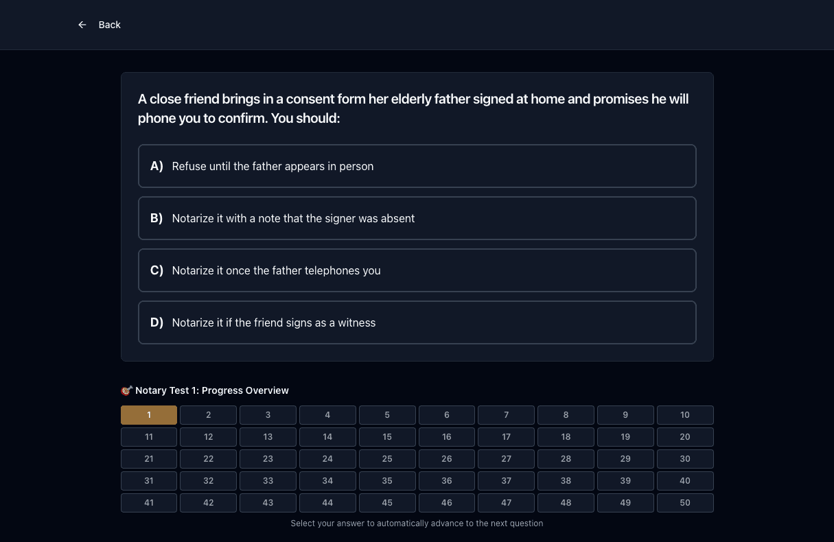 Tigertest Notary practice test on desktop