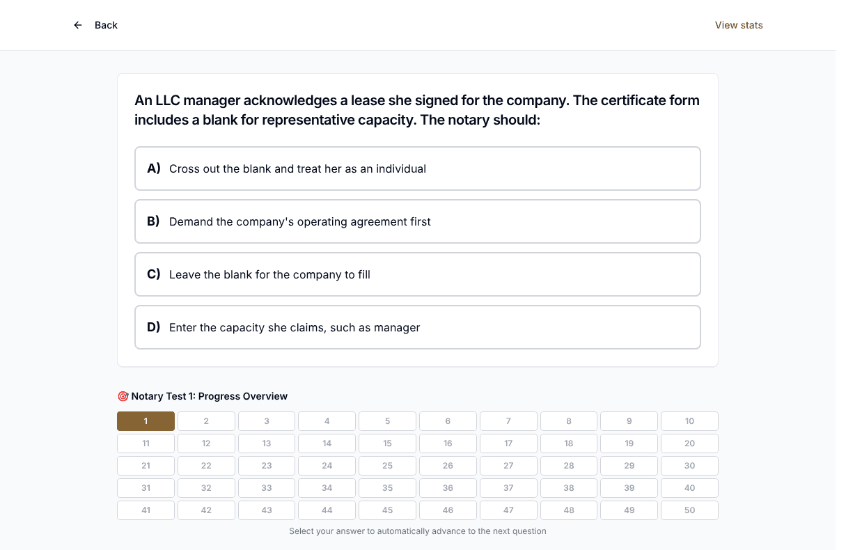 Tigertest Notary practice test on desktop
