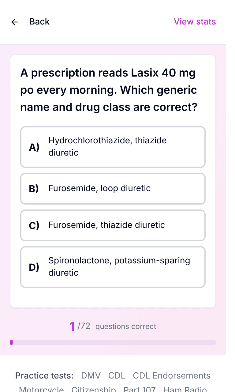 Tigertest PTCB practice test training mode on mobile