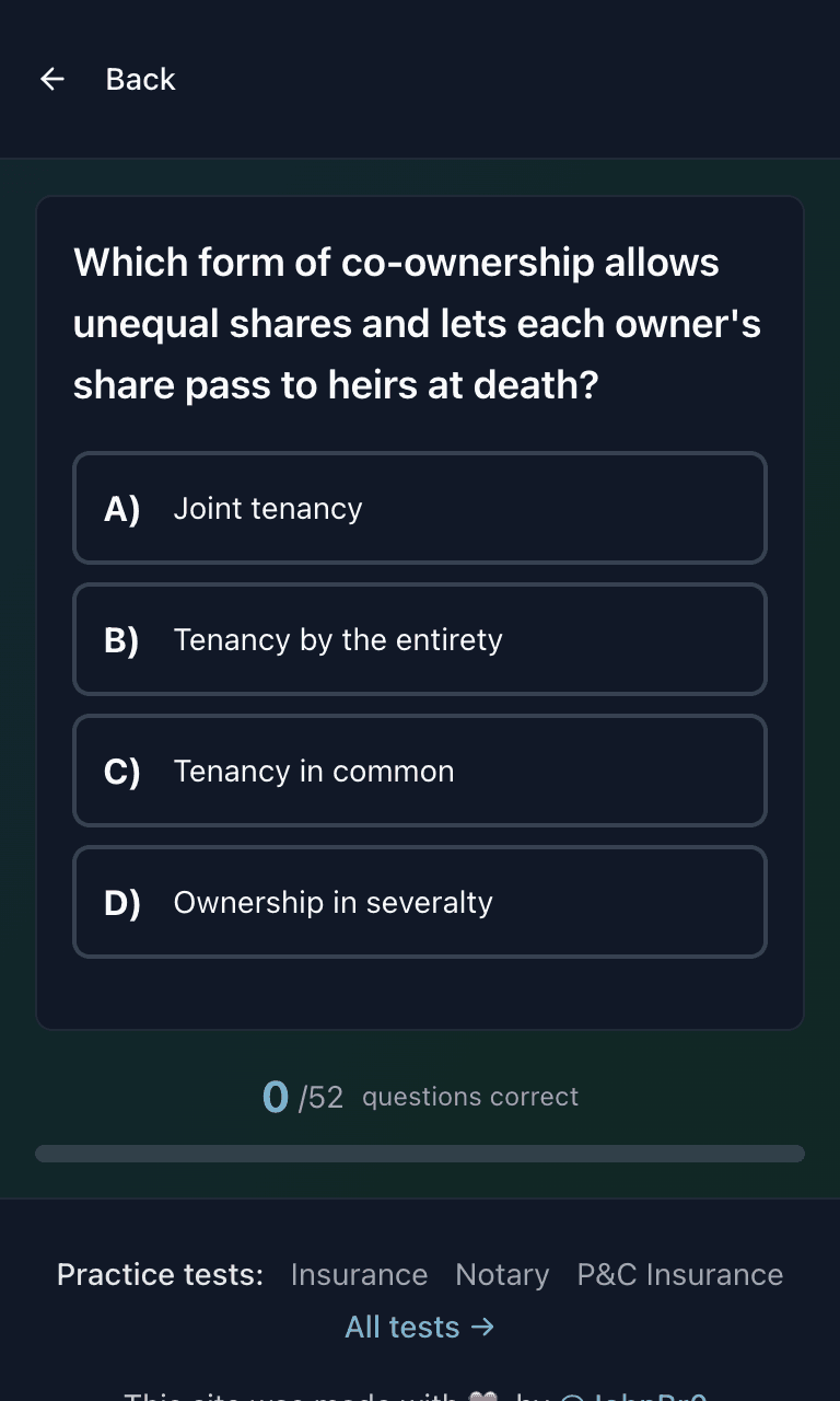 Tigertest Real Estate practice test training mode on mobile