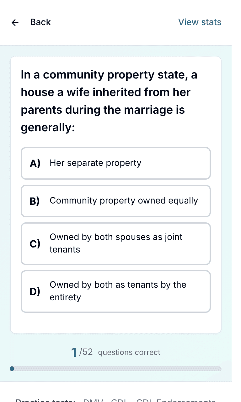 Tigertest Real Estate practice test training mode on mobile