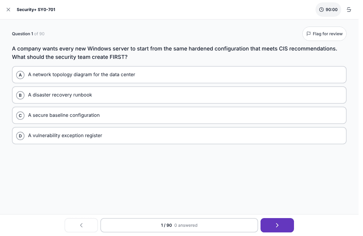 Tigertest Security+ practice test on desktop