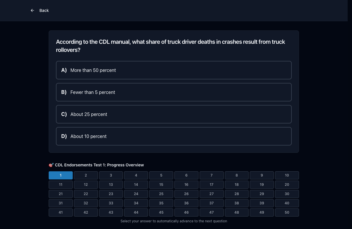 Tigertest CDL endorsement practice test on desktop