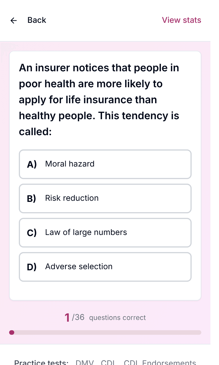 Tigertest Insurance practice test training mode on mobile