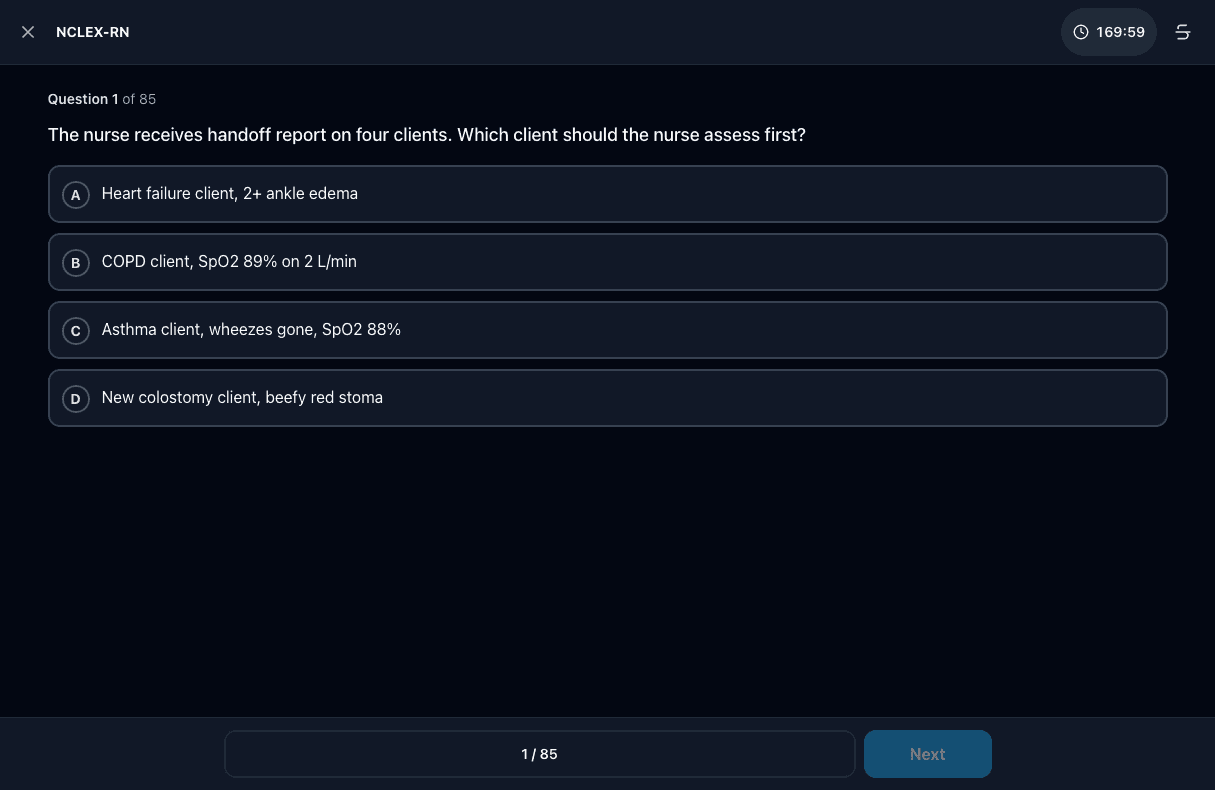 Tigertest NCLEX-RN practice test on desktop