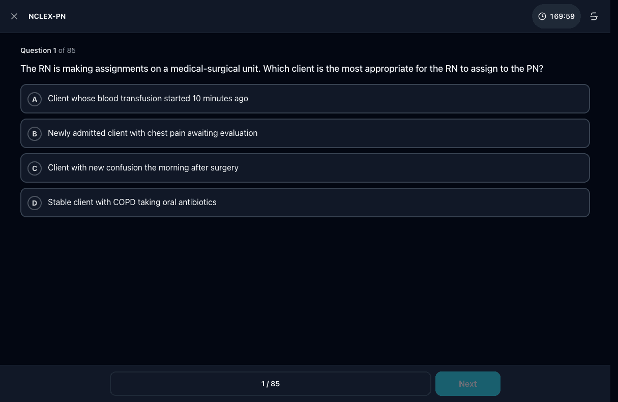 Tigertest NCLEX-PN practice test on desktop