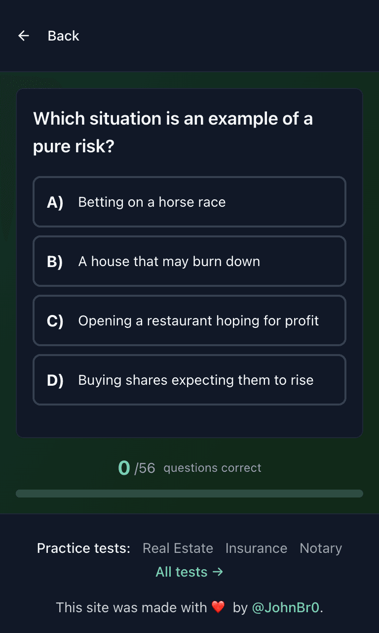 Tigertest P&C practice test training mode on mobile