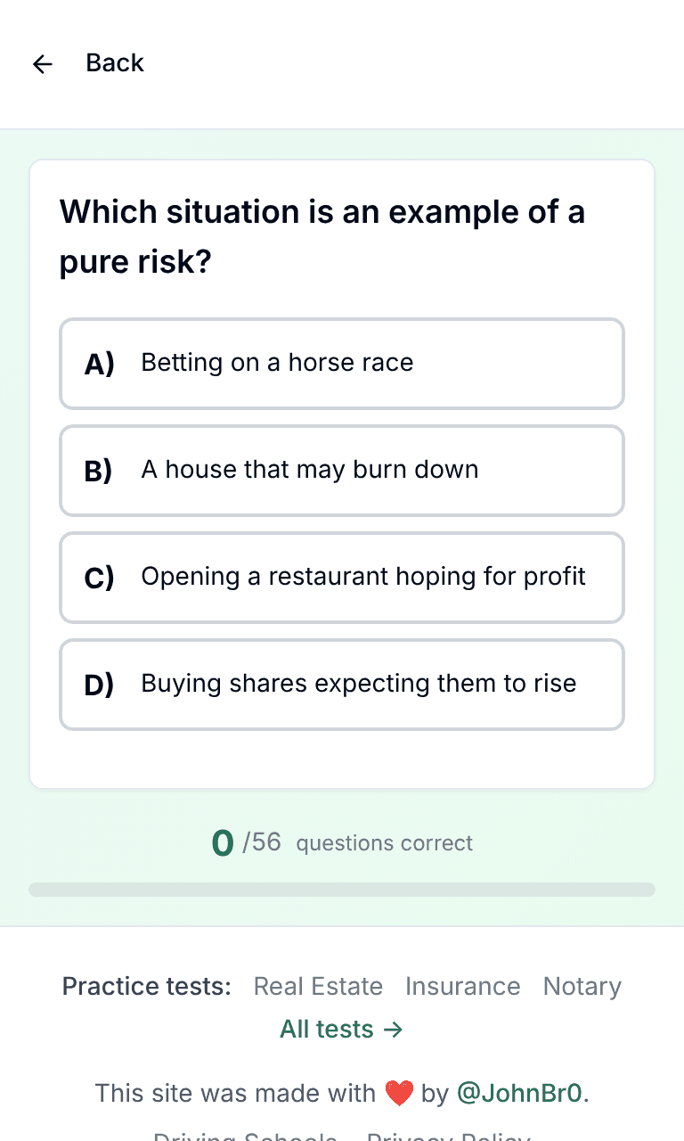 Tigertest P&C practice test training mode on mobile